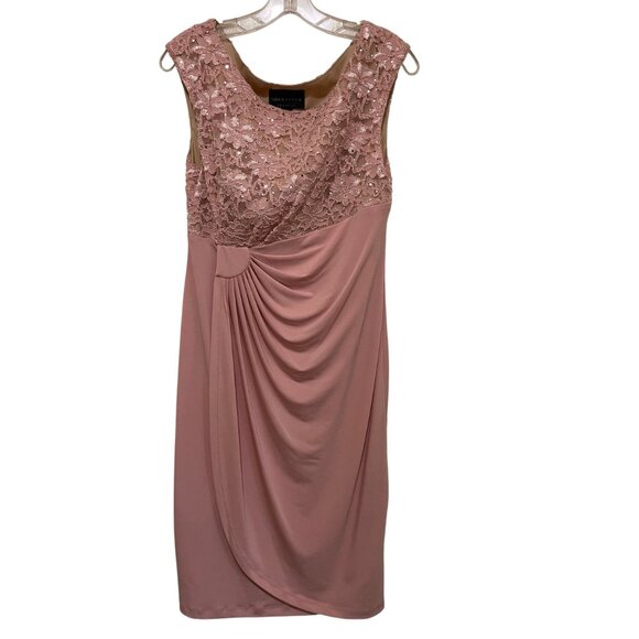 Connected Apparel Womens Lace & Chiffon Pink Cocktail Dress - Picture 3 of 10
